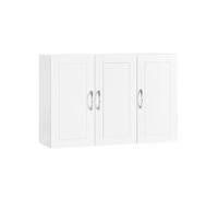 SoBuy Meuble Haut Salle de Bain Blanc Armoire Murale Salle de Bain avec Étagères Réglables Étagère Murale et Meuble WC Suspendu Placard Cuisine Mural et Armoire Pharmacie Murale 90x30x60 cm FRG231-L-W