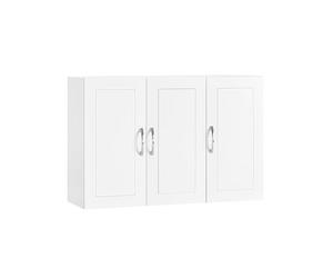 SoBuy Meuble Haut Salle de Bain Blanc Armoire Murale Salle de Bain avec Étagères Réglables Étagère Murale et Meuble WC Suspendu Placard Cuisine Mural et Armoire Pharmacie Murale 90x30x60 cm FRG231-L-W