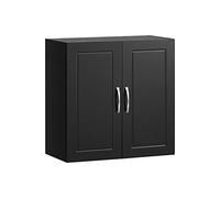 SoBuy Meuble Haut Salle de Bain Suspendu Armoire Murale avec Étagère Réglable et Porte Rangement Mural Compact pour Salle de Bain, WC ou Cuisine Noir L60xP30xH60 cm FRG231-SCH