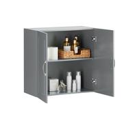 SoBuy Meuble Haut Salle de Bain Suspendu Armoire Murale avec Étagère Réglable et Porte Rangement Mural Compact pour Salle de Bain, WC ou Cuisine Gris 60x30x60 cm FRG231-DG