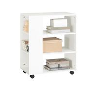 SoBuy Meuble Imprimante avec 7 Compartiments, Bureau à roulettes 60x35x75cm | Meuble Rangement Bureau en PB(E1), 1 Étagère Réglable, Caisson Bureau à Roulettes pour Imprimante, L. 35 cm Blanc FBT68-W