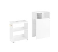 Caisson De Bureau À Roulettes Avec Compartiments Effet Bois Blanc Blanc