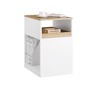 SoBuy Meuble Imprimante sur roulettes Caisson de Bureau Compact avec 1 Tiroir Amovible et 1 Niche Ouverte Petit Meuble pour Imprimante Blanc-Naturel, 40x50x65cm ASK08-WN