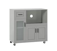 SoBuy Meuble Micro-Ondes sur Roulettes Buffet Multi-Rangement 3 Portes 1 Tiroir 1 Compartiment Cuisine Salon 89x40x89 cm Gris