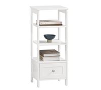 SoBuy Meuble Salle de Bain, 30x28x74 cm, Meuble WC avec 3 étagères Fixes et Un tiroir, Meuble de Rangement Blanc, MDF, FBT91-W