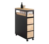 SoBuy Meuble Salle de Bain à roulettes, Armoire de Salle de Bain Étroit avec 3 Tiroirs et Étagère Réglable, Petit Meuble WC en Bois pour Toilette, Noir, 65x24x82cm BZR54-II-SCH