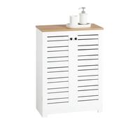 SoBuy Meuble salle de bain BZR41-W – Gain de place, portes persiennes, étagères réglables 60x30x82