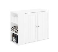 SoBuy Meuble Salle de Bain Armoire Murale Salle de Bain Meuble Haut Suspendu en MDF E1 Placard Mural avec 2 Portes et 3 Étagères Ouvertes Rangement Cuisine ou WC Compact Blanche 75x60x30cm BZR188-W