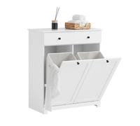 SoBuy BZR33-W Meuble Bas de Salle de Bain Armoire Toilette avec 2 Tiroirs et 2 Paniers Blanc