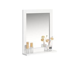 SoBuy Meuble Salle de Bain avec Miroir Meuble Haut WC Suspendu Étagère Murale Blanche de Rangement Compacte Idéal pour Salle de Bain, WC, Buanderie Blanc 40x49x10cm FRG129-W