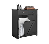 SoBuy Meuble Salle de Bain avec Panier à Linge Armoire de Rangement 2 Tiroirs et Grande Capacité Sacs à Linge, Idéal pour Salle de Bain, Buanderie, Appartement L78xP38xH91cm, Noir, BZR33-II-SCH