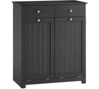 Meuble salle de bain avec panier à linge - SOBUY - 78x38x91 cm - Noir - 2 tiroirs - 2 sacs à linge 45 L