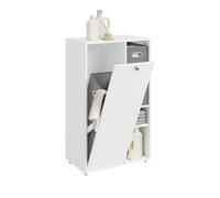 SoBuy Meuble Salle de Bain avec Panier à Linge Blanc 50x30x105 cm | Armoire de Rangement avec 2 Paniers en Tissu Colonne Salle de Bain Gain de Place Meuble Linge Sale pour Buanderie BZR218-W