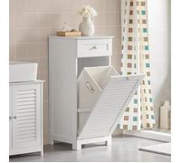 SoBuy BZR73-W Meuble Bas de Salle de Bain Corbeille à Linge Armoire Toilette Meuble de Rangement avec 1 Tiroir et 1 Panier à Linge, Blanc, 38x40x90cm Multicolore
