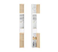 SoBuy Meuble Salle de Bain, Colonne Armoire de Rangement Haute, Petit Meuble de Rangement Salle de Bain avec 6 Étagères Réglables, Rangement pour Petit Espace en Bois, Blanc, 20x20x180cm, BZR34-BW