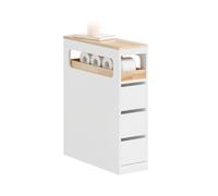 SoBuy Meuble Salle de Bain Colonne de Rangement, Petit Meuble Salle de Bain Meuble Compact avec Roues, Tiroirs et Séparateurs,Meuble WC,Blanc 65x23x82cm BZR54-II-W