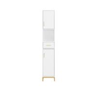 SoBuy Meuble Salle de Bain Colonne Rangement Armoire Haute avec Tiroir et Poignées Métal Petit Meuble Colonne pour WC ou Petite Salle de Bain Blanc 30x170x30cm BZR181-W Blanc