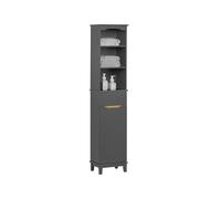 SoBuy Meuble Salle de Bain Colonne Rangement avec 3 Étagères Ouvertes, Armoire avec Porte et Tiroir Petit Meuble de Rangement Salle de Bain pour Espaces Réduits 35 x 30 x 170 cm BZR112-DG