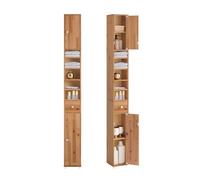 SoBuy Meuble Salle de Bain Colonne Salle de Bain 180cm Armoire de Rangement étroite 20x20cm avec étagères Réglables et Tiroir - Colonne Gain de Place pour WC, Lavabo, Buanderie BZR34-II-SH
