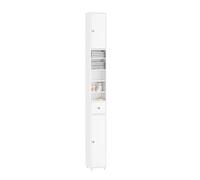 SoBuy Meuble Salle de Bain Colonne Salle de Bain 180cm Armoire de Rangement étroite 20x20cm avec étagères Réglables et Tiroir - Colonne Gain de Place pour WC, Lavabo, Buanderie BZR34-II-W