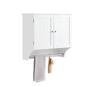 SoBuy Meuble Salle de Bain Suspendu Armoire Murale Blanc 60 x 30 x 60 cm, Meuble Haut Salle de Bain avec Étagères Réglables, Rangement pour WC et Toiles, Solution Pratique pour Petits Espaces BZR84-W