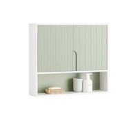 SoBuy Meuble Salle de Bain Suspendu Vert Sauge, Armoire Murale avec Étagère, Rangement Suspendu Gain de Place, Armoire Pharmacie, Meuble Dessus WC 60 × 54 × 15 cm BZR140-GR