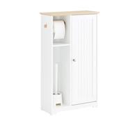 SoBuy Meuble Salle de Bain WC Petit Meuble de Rangement Toilette Colonne de Rangement Salle de Bain Meuble WC Gain de Place avec Porte et Tablette Blanc 50x21x86cm BZR189-W