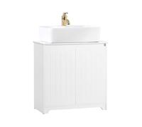 SoBuy Meuble sous Lavabo 60x30x60 cm, Meuble sous Évier et Vasque avec 2 Portes, MDF Bois Massif Blanc