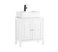 SoBuy® FRG202-W Meuble sous-Lavabo Dessous de lavabo ou Evier Meuble de Salle de Bain Vasque à 2 étages et 2 Portes -Blanc Blanc