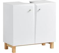 Sobuy Meuble Sous Lavabo, Meuble Sous Évier, Meuble Sous Vasque Avec 2 Portes, Blanc, Bzr92-W Multicolore