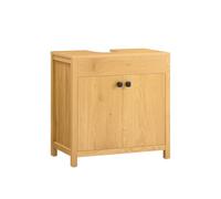 SoBuy Meuble sous-Lavabo, Meuble sous-Vasque à 2 étages réglable et 2 Portes, Meuble de Rangement de Salle de Bain, Placard de Rangement, Naturel Foncé, L60 x P35 x H60 cm, BZR98-SN