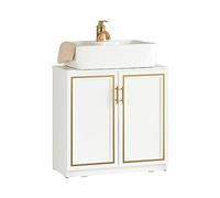 SoBuy Meuble sous-Lavabo, Meuble sous-Vasque à 2 Portes, Meuble sous Évier, Meuble de Rangement de Salle de Bain, Placard de Rangement, L60 x P30 x H61 cm, BZR86-W