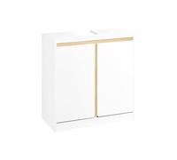 SoBuy Meuble sous-Lavabo, Meuble sous Vasque, Meuble Salle de Bain avec 2 Étages et 2 Portes, Meuble Bas, Meuble de Rangement, Placard de Rangement, L60 x P30 x H60 cm, Blanc, Bois, BZR78-W
