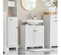 SoBuy BZR18-II-W Meuble sous-Lavabo à 2 étages et 2 Portes Meuble de Rangement Blanc