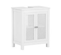 SoBuy Meuble sous Lavabo Salle de Bain avec 2 Portes et Étagère Petit Meuble Salle de Bain avec Panneaux en Treillis pour Vasque ou Lavabo Blanc 50x60x33 cm BZR35-W
