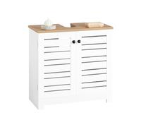SoBuy Meuble sous lavabo BZR40-W - étagères réglables, poignées argentées - 60x59x30 cm
