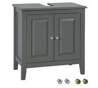 SoBuy® FRG202-DG Meuble sous-Lavabo Dessous de Lavabo ou Evier Meuble de Salle de Bain Vasque à 2 étages et 2 Portes - Gris Gris