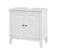 SoBuy Meuble sous lavabo Salle de Bain Meuble de Salle de Bain avec 2 Portes, Grand Espace de Rangement & découpe Siphon sous Vasque MDF, Blanc 60x62x30cm FRG202-W