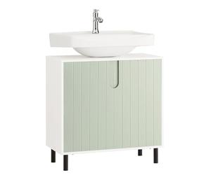 SoBuy Meuble sous Lavabo Salle de Bain Meuble Salle de Bain avec Étagères Réglables Ensemble de Meubles de Rangement Vert 60x30x60cm BZR139-GR