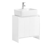 SoBuy Meuble sous Lavabo Salle de Bain, Meuble sous Vasque avec 2 Portes et 2 Étages, Placard de Rangement, L60 x P30 x H61 cm, Blanc, BZR157-W