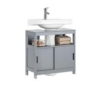 SoBuy Meuble sous lavabo FRG128-II-SG - 2 portes coulissantes silencieuses, gris 60x30x60cm