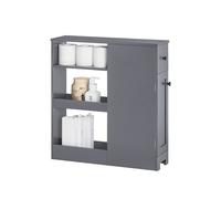 SoBuy Meuble de Rangement Salle de Bain Étroit sur roulettes Support Papier Toilette Armoire Toilettes WC Compact Chariot de Stockage Polyvalente 1 tiroir, 1 Porte et 3 étagères 65x20x70cm, BZR106-DG