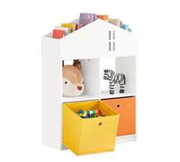 Sobuy Mini Bibliothèque Pour Livres Et Jouets Pour Enfant, Étagère En Forme De Maison, Kmb49-W Multicolore