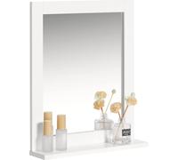 SoBuy Miroir de salle de bain avec étagère Miroir mural de salle de bain - Blanc