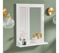 SoBuy® miroir, miroir mural, miroir de salle de bain avec tablette, miroir cosmétique, FRG129-W