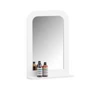 SoBuy Miroir Mural, Miroir de Salle de Bain avec Étagère Plateau, Suspendu pour Salle de Bain, Chambre, Salon, Couloir, 38 x 9 x 54 cm, Blanc, BZR162-W