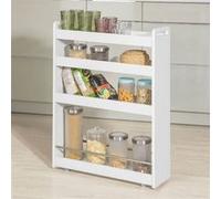 SoBuy NSR01-W Chariot de Service Étagère roulettes roulettes 4 Étages Blanc Blanc G