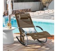 SoBuy Lot de 2 Chaises Longues Transat Jardin Pliables - Bain de Soleil Bascule Relax, Extérieur Terrasse Balcon, Marron,