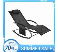 SoBuy OGS28-KB Chaise Longue Transat de Jardin Bascule avec Appui-Tête Réglable, Pochette de Rangement et Repose-Pieds, Confort Ergonomique, pour Extérieur, Balcon, Plage bleu royal