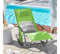 Transat et balancelle bébé SoBuy OGS28-GR Bain de Soleil Chaise Longue Fauteuil à Bascule avec Appui-tête et Pochette